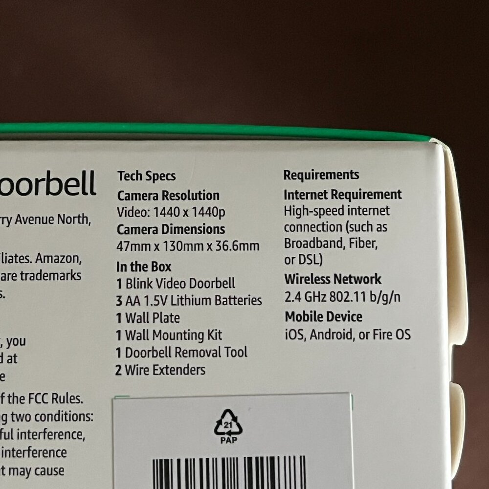 Blink Video Doorbell (Latest Model) Head-to-toe HD view, 2-Year Battery - SEALED - Picture 8 of 8